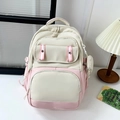 Zaino scolastico bicolore rosa e beige con un piccolo portamonete staccabile - Rosa & Beige