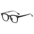 Classic TR90 black square frame glasses with silver arrow rivets and metal core temples - Black Frame Clear Lens