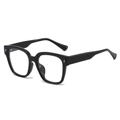 Classic black TR90 square frame glasses with silver star rivets and clear lenses - Glossy Black Frame / Clear Lenses