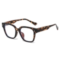 Lunettes TR90 écaillées à monture carrée large avec rivets en étoile argentés chic - Monture Écaille Verre Transparent