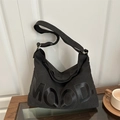 Borsa tote versatile in tela nera con scritta MOOD e tracolla regolabile - Nero