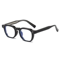 Montatura occhiali quadrata nera spessa vintage con lenti anti-luce blu e rivetti - Montatura nero lucido