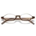 Retro polygonal tea-colored eyeglass frames with gold metal rim accents for a vintage look - Brown Frame Clear Lens