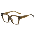 Lunettes TR90 carrées surdimensionnées ambre transparent avec rivets en étoile - Monture Verte Translucide Verres Transparents