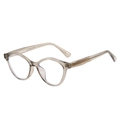 Occhiali cat eye minimalisti con montatura TR90 champagne e trama geometrica sulle aste - Montatura Champagne Lenti Trasparenti