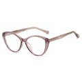 Occhiali da vista cat-eye rosa trasparenti da donna con aste a trama diamantata - Marrone