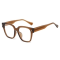 Transparent brown oversized TR90 glasses frames with silver star metal rivets - Dark Tea Frame White Lens
