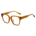 Monture de lunettes carrée TR90 ambre transparent rétro avec rivets en étoile argentés - Monture Thé Verre Transparent