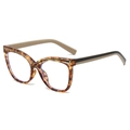 Occhiali da vista cat-eye oversize con motivo tartarugato marrone e aste caffè chiaro - Montatura Tartarugata Aste Kaki