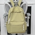 Pale yellow-green minimalist nylon backpack with side drawstring and rope zip pulls - Green (No Pendant)