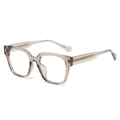 Brown translucent TR90 oversized square frame glasses with gold metal wire core temples - Champagne Frame Clear Lens