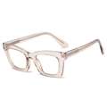 Translucent champagne square eyeglasses frame with glittery silver temple accents - Champagne / Clear Anti-Blue Light