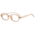 Gafas hexagonales geométricas anti-luz azul en resina champán translúcida moderna - Naranja Transparente