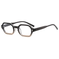 Gafas poligonales anti-luz azul con montura degradada de negro a ámbar elegante - Degradado Gris Té