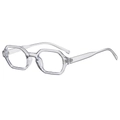 Modern geometric clear blue light blocking glasses with stylish hexagonal transparent frame - Transparent Gray
