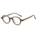 Retro amber oval frame blue light blocking glasses with a vintage translucent finish - Dark Tea Frame