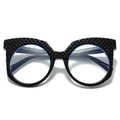 Occhiali cat-eye oversize alla moda con montatura nera testurizzata e lenti anti-luce blu - Montatura Nero Lucido / Lenti Trasparenti