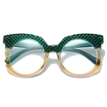 Occhiali quadrati alla moda con parte superiore verde testurizzata e base gialla trasparente - Montatura Verde Giallo Lente Trasparente