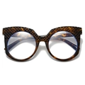 Occhiali oversize chic a tartaruga con texture trapuntata e lenti anti luce blu - Montatura Tartarugata Lente Chiara