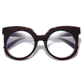 Montatura per occhiali bordeaux oversize con design trapuntato a rilievo superiore - Montatura Rosso Scuro Lente Bianca