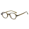 Retro oval glasses in transparent olive green with stylish metal diamond rivets - Transparent Green Frame