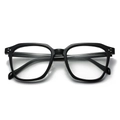 Montatura per occhiali quadrata nera in TR con rivetti argentati e calzata comoda - Lente Piana Anti-Luce Blu / Montatura nero lucido
