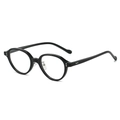 Classic black oval glasses frame with silver rivet accents and minimalist design - Black Frame Clear Lens