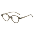 Retro small oval transparent tea-colored glasses frame with vintage metal rivet details - Transparent Grey Frame Clear Lens