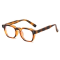 Montatura per occhiali quadrata in acetato tartarugato con rivetti argentati rétro - Montatura Leopardata