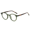 Occhiali ovali retrò verde oliva con aste tartarugate e dettagli con rivetti argento - Cornice Verde Trasparente