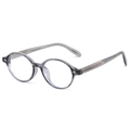 Fashionable oval grey transparent acetate glasses frame with metal reinforced temples - Transparent Grey Frame Clear Lens