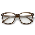 Montatura per occhiali TR90 poligonale marrone ambra trasparente con rivetti in metallo - Lente Piana Anti-Luce Blu / Montatura Marrone