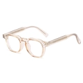 Champagne transparent polygonal glasses frame with vintage engraved metal inner core - Champagne Frame