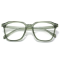 Retro transparent olive green oversized TR square glasses frame with metal rivets - Anti-Blue Light Plain Lens / Green Frame