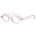 Vintage semi-round sunglasses featuring transparent pink jelly frames and retro lenses - Transparent Pink Frame Clear Lens