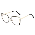 Occhiali anti luce blu da donna stile cat-eye con montatura in metallo nero e oro alla moda - Montatura Nera