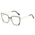 Eleganti occhiali cat-eye anti luce blu con montatura tartarugata e aste in metallo oro - Montatura Caffè