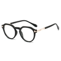Montura de gafas ovalada TR90 negra con patillas de metal oro rosa retro - Montura Negro Oro Lentes Transparentes