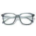 Transparent grey TR90 square eyeglass frames with large rim and independent nose pads - Anti-Blue Light Plain Lens / Blue Frame