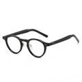 Gafas negras redondas clásicas de TR90 con remaches metálicos y almohadillas - Marco negro brillante / Lente Transparente