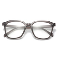 Translucent grey oversized TR square frame glasses with metal hinge detail - Anti-Blue Light Plain Lens / Transparent Grey