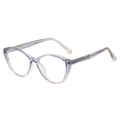 Cat eye glasses frame with purple to champagne gradient and quilted textured temples - Blue Gradient Tea
