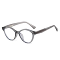 Lunettes œil de chat gris transparent en TR90 avec grandes montures rondes et branches métal - Monture Gris Transparent Verres Transparents
