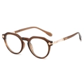 Montura de gafas ovalada retro de TR90 marrón transparente con patillas finas en oro rosa - Montura Marrón Lentes Claras