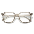 Stylish transparent champagne TR90 square frame glasses for men and women, model W72380 - Anti-Blue Light Plain Lens / Champagne Frame