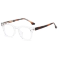 Stylish square TR90 glasses frame in transparent front and tortoiseshell temples - Transparent Frame Clear Lens