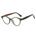 Lunettes œil de chat avec monture vert olive transparent et branches en écailles - Monture Verte Translucide Verres Transparents
