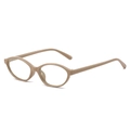 Vintage oval glasses frame for women in light brown finish with anti-blue light lenses - Khaki Frame Clear Lens / Clear