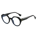 Trendy oval frame glasses with black acetate finish and blue light blocking lenses - Glossy Black Frame / Clear Lenses