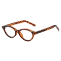 Occhiali da vista retrò cat-eye tartarugati con montatura rotonda e rivetti in metallo - Stampa leopardata